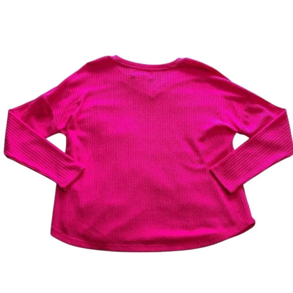 Calvin Klein Long Sleeve Waffle Knit Top - Pink - Picture 4 of 7